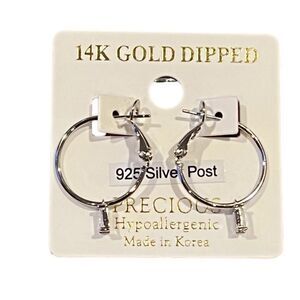 Earrings Silver Huggie Hoop / Crystal Charms Fashion Drop Dangle Earrings Baddie